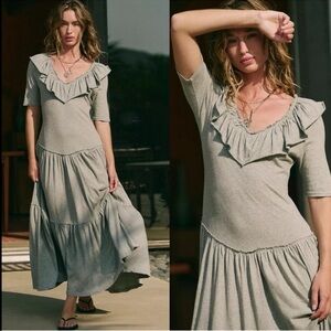 NWT Free People Bohemian cotton Neutral Minimalist Phaedra Midi Maxi Dress